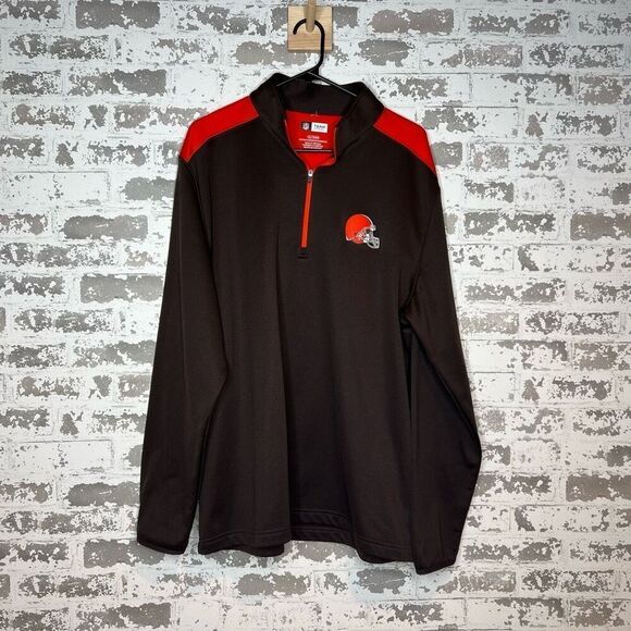 NFL team apparel Cleveland browns long sleeve 1/4 zip pullover - Picture 1 of 5